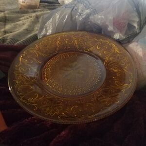 Elegant Gold Floral Glass Plate